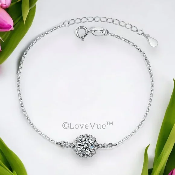 Certified 1ct. t.w. Diamond Halo Brilliant Cut Bracelet - Picture 6 of 16